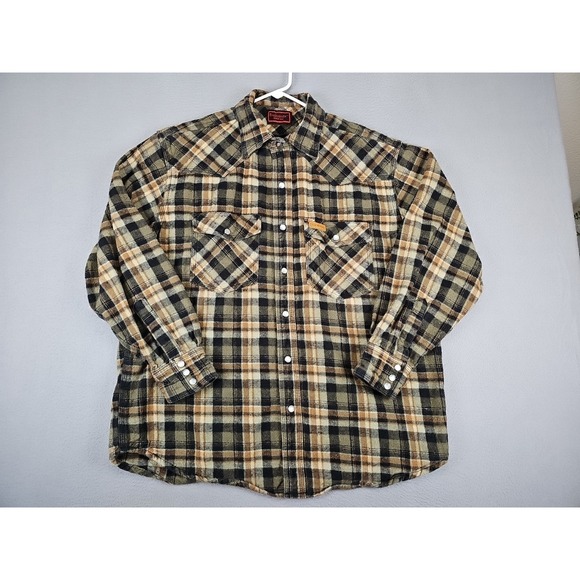 Five Brother Flannel Shirt Men's XL Brown Plaid Pearl Snap Work Western Outdoor - Picture 1 of 8